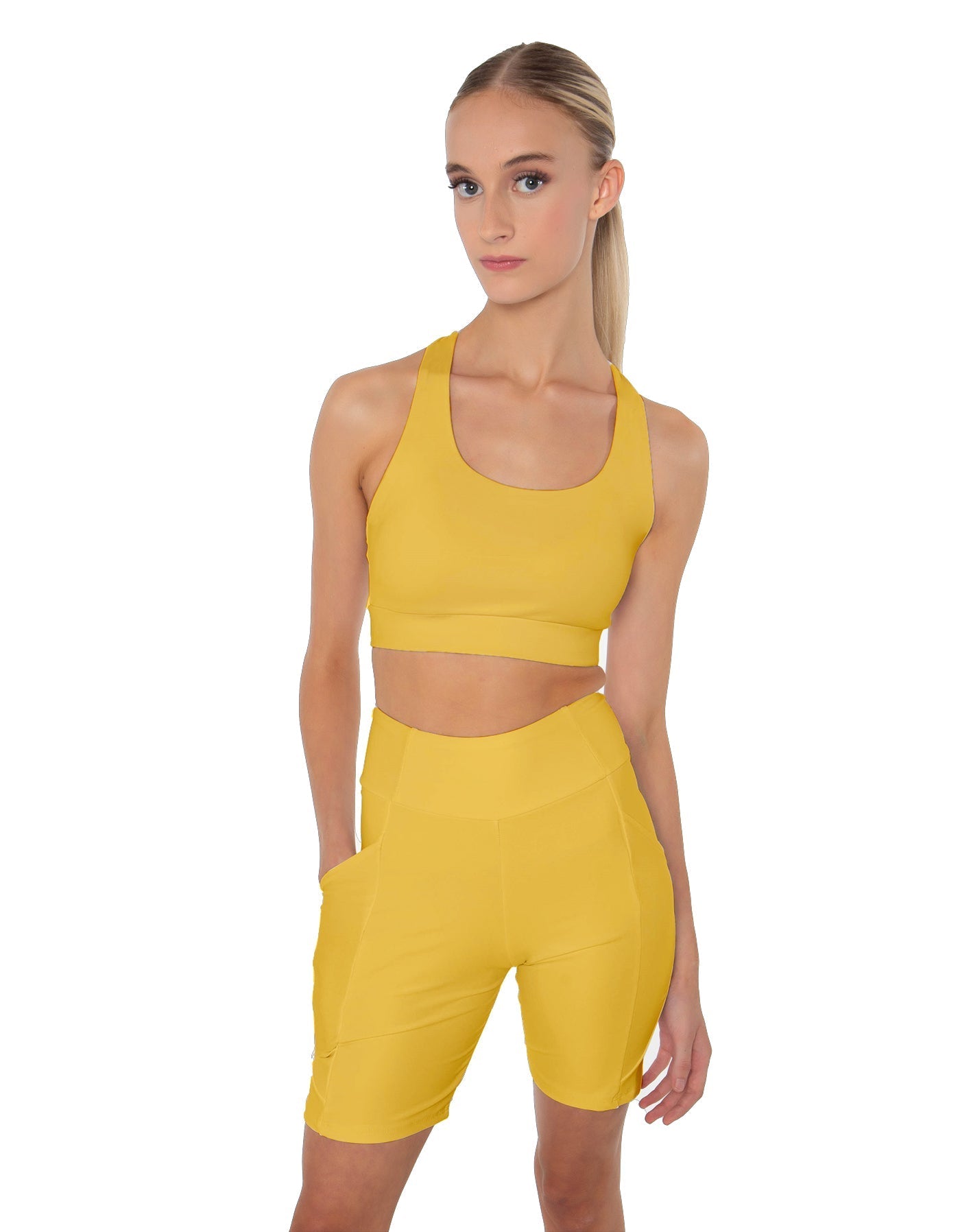 Solid Lycra Scoop Neck Spaghetti Strap Crop