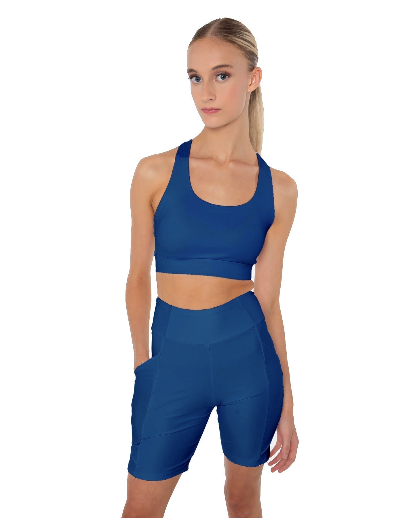 Solid Lycra Scoop Neck Spaghetti Strap Crop