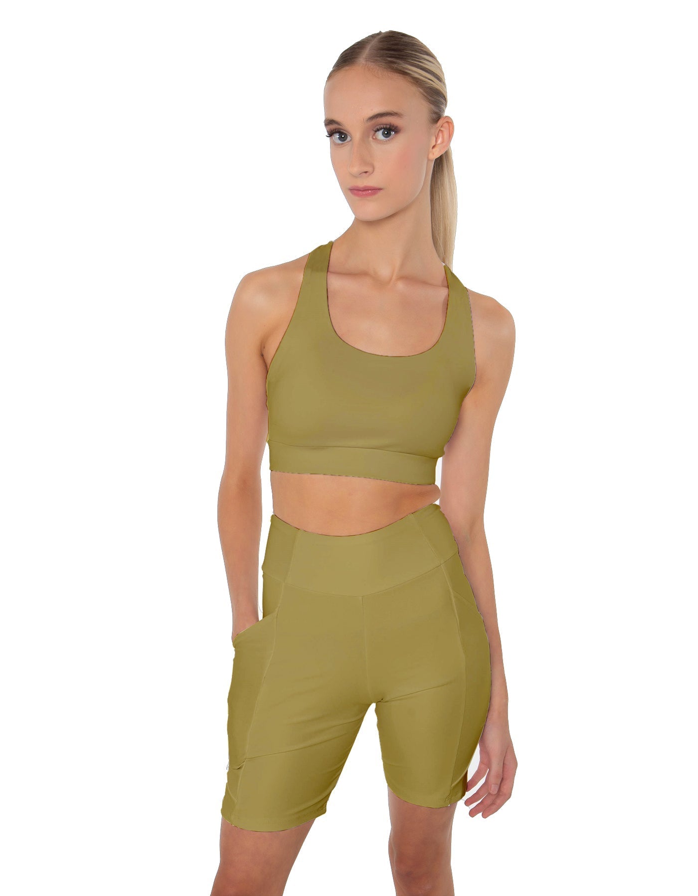 Solid Lycra Scoop Neck Spaghetti Strap Crop