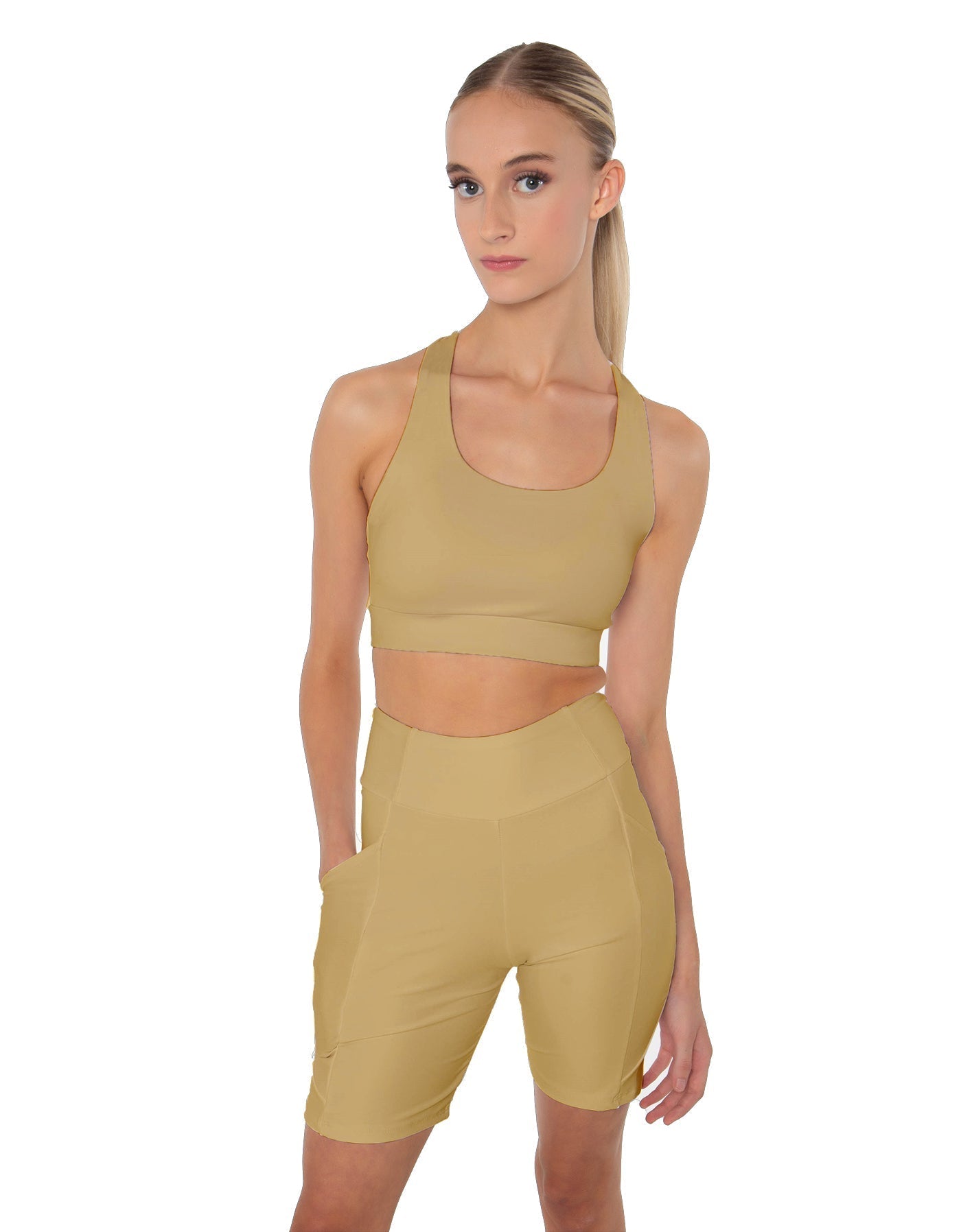 Solid Lycra Scoop Neck Spaghetti Strap Crop