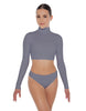 Solid Lycra TNeck LS Crop Top Triangle Back