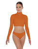 Solid Lycra TNeck LS Crop Top Triangle Back