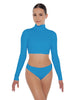 Solid Lycra TNeck LS Crop Top Triangle Back