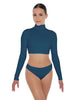 Solid Lycra TNeck LS Crop Top Triangle Back
