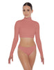 Solid Lycra TNeck LS Crop Top Triangle Back