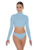 Solid Lycra TNeck LS Crop Top Triangle Back