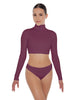 Solid Lycra TNeck LS Crop Top Triangle Back