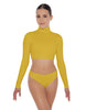 Solid Lycra TNeck LS Crop Top Triangle Back