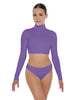 Solid Lycra TNeck LS Crop Top Triangle Back