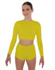Solid Lycra LS Crop Top Keyhole Back