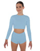 Solid Lycra LS Crop Top Keyhole Back