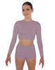 Solid Lycra LS Crop Top Keyhole Back