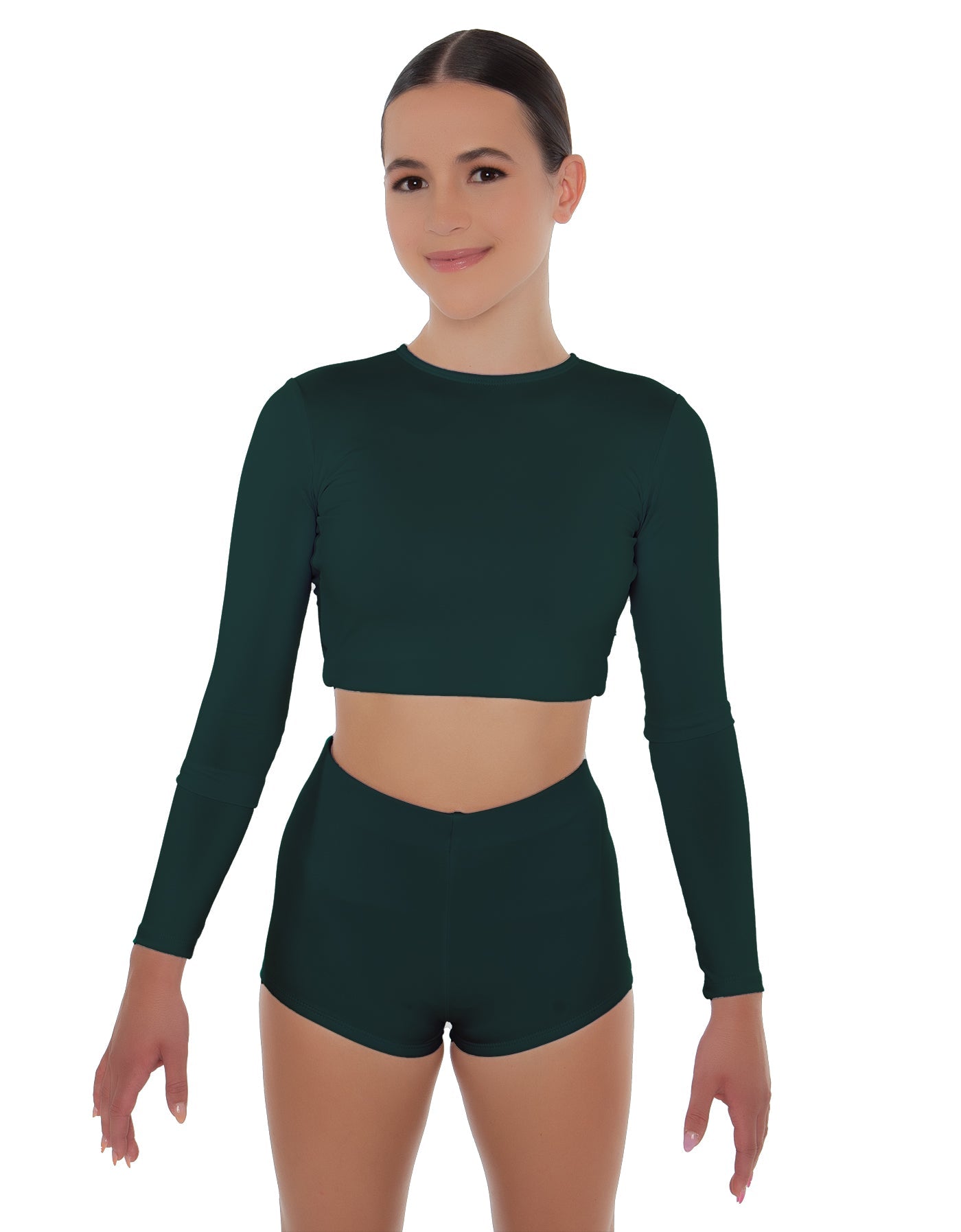 Solid Lycra LS Crop Top Triangle Back