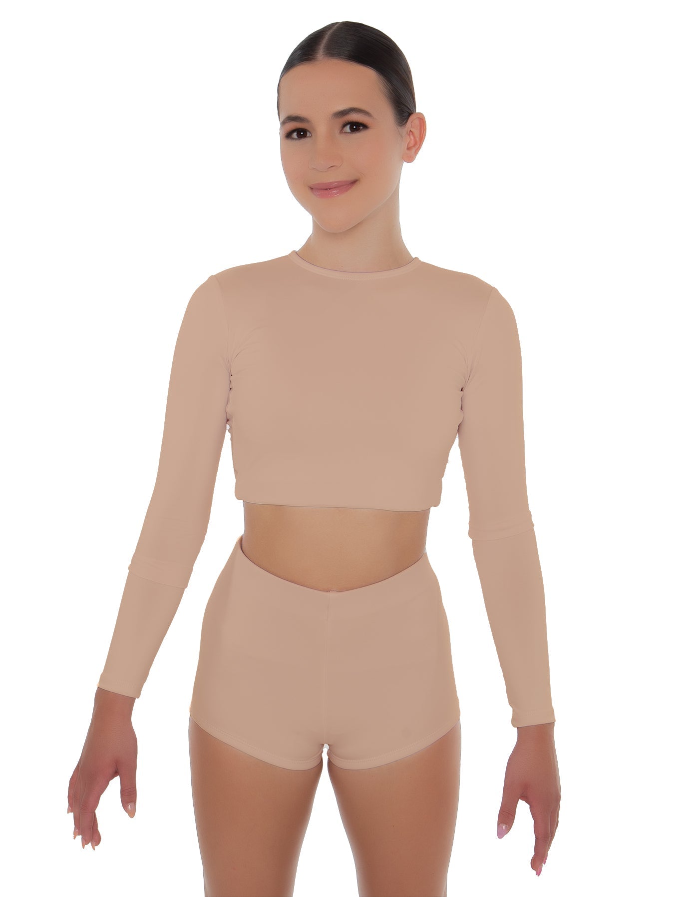 Solid Lycra LS Crop Top Triangle Back