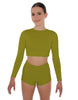 Solid Lycra LS Crop Top Triangle Back