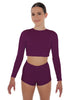 Solid Lycra LS Crop Top Triangle Back