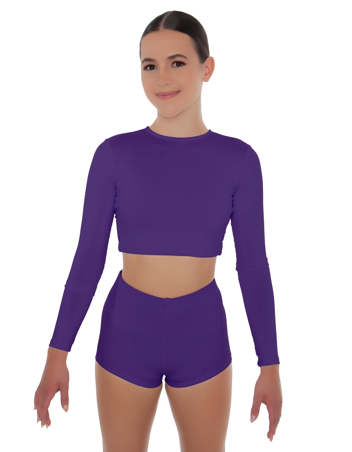 Solid Lycra LS Crop Top Triangle Back