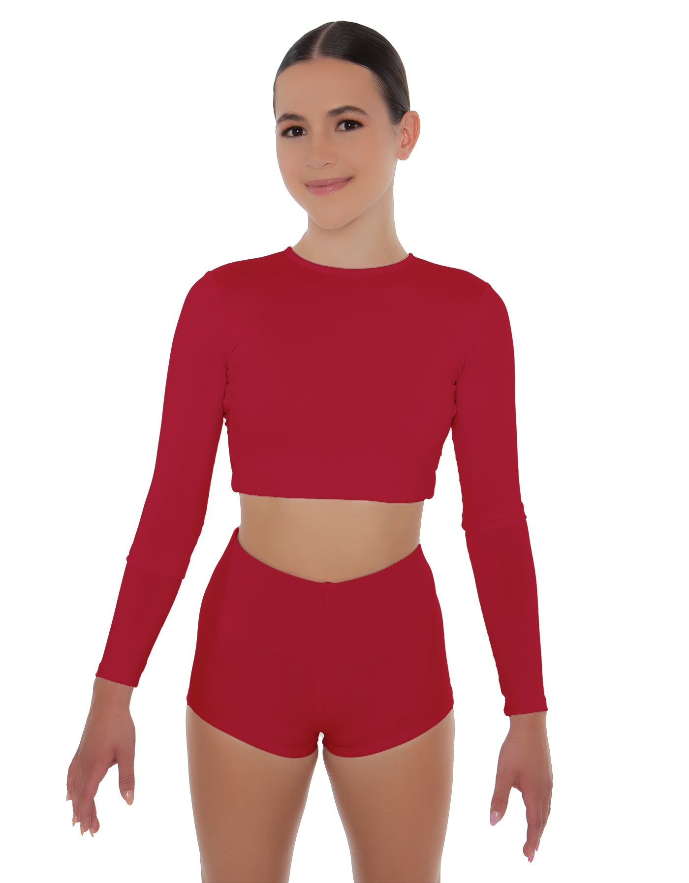 Solid Lycra LS Crop Top Triangle Back