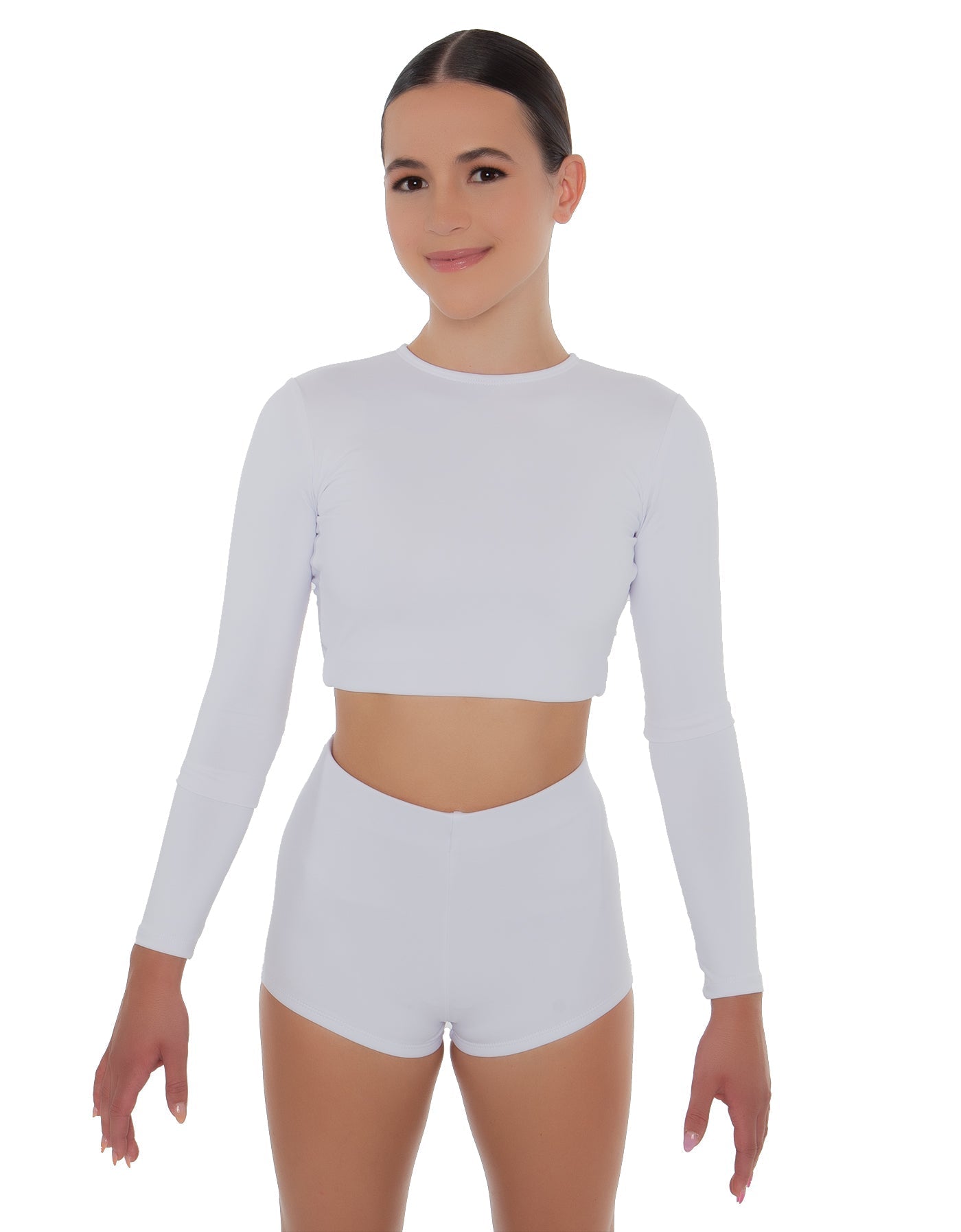 Solid Lycra LS Crop Top Triangle Back