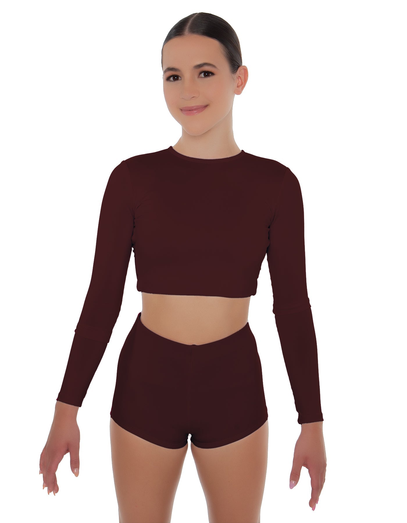 Solid Lycra LS Crop Top Triangle Back