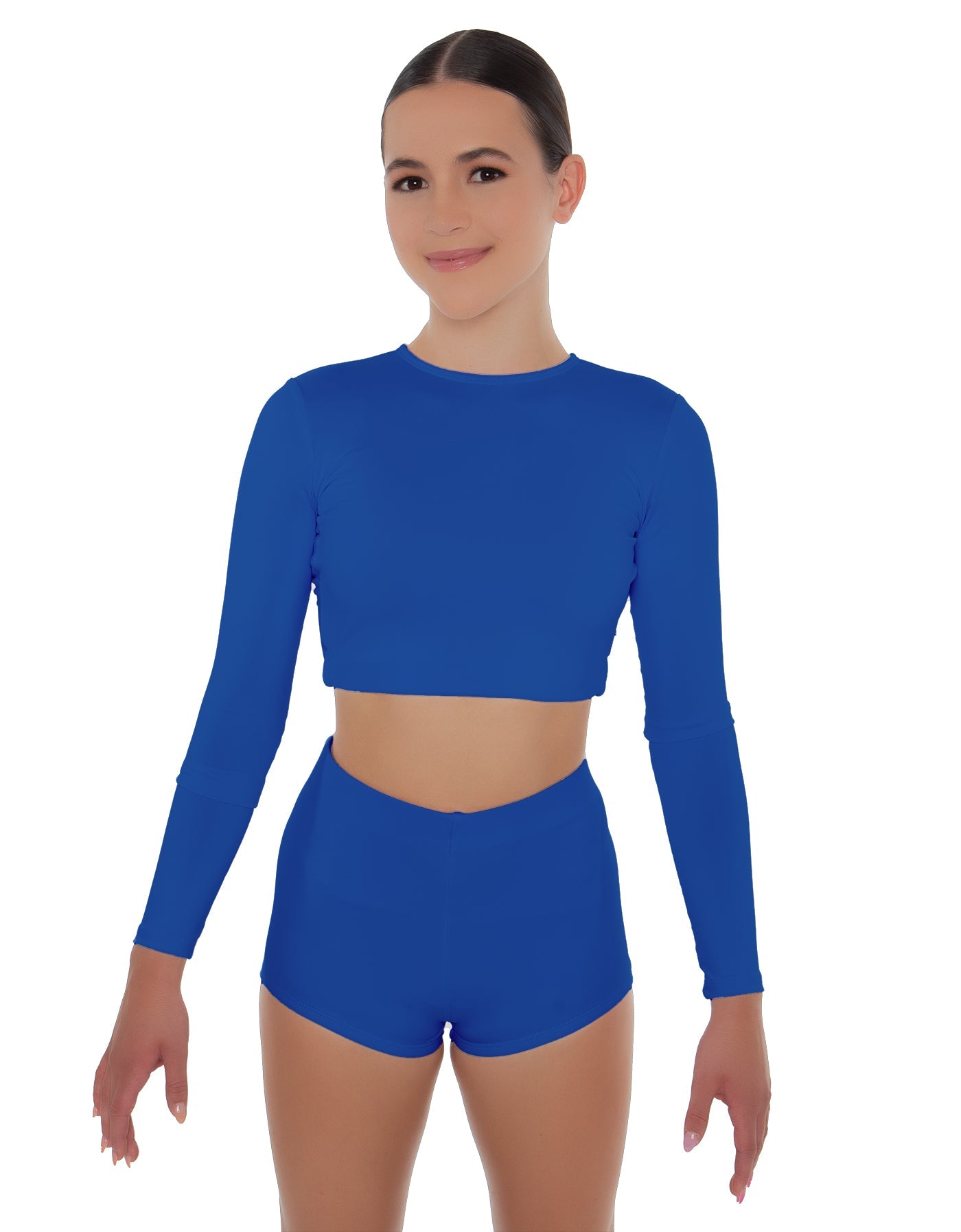 Solid Lycra LS Crop Top Triangle Back