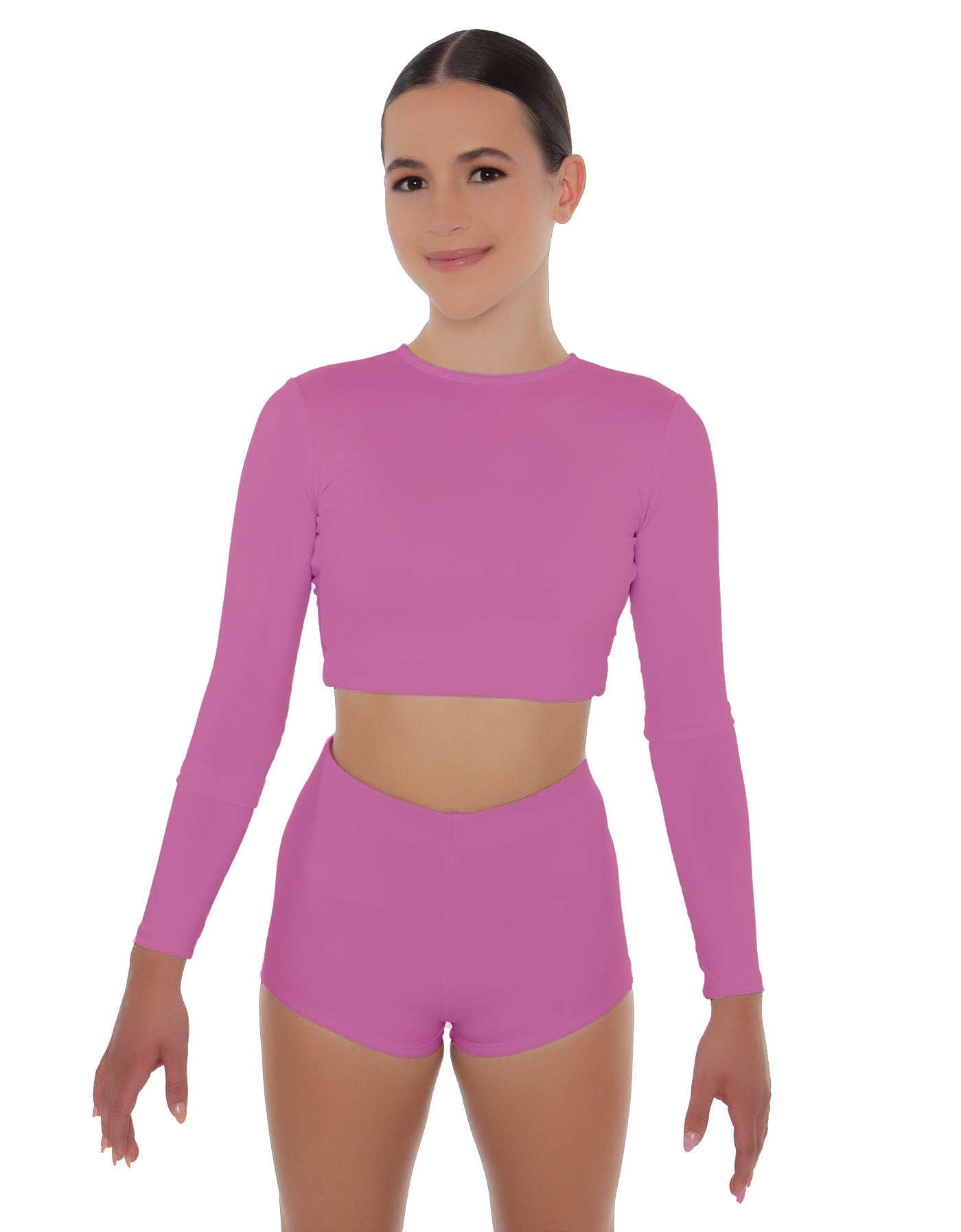 Solid Lycra LS Crop Top Triangle Back