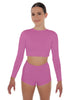 Solid Lycra LS Crop Top Triangle Back