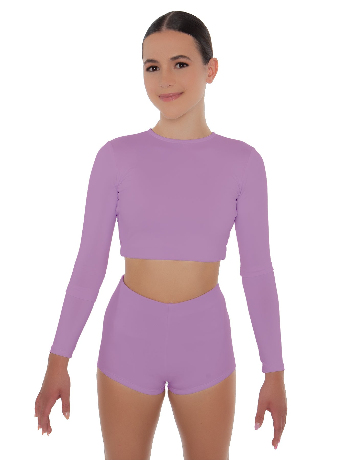 Solid Lycra LS Crop Top Triangle Back