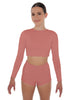 Solid Lycra LS Crop Top Triangle Back
