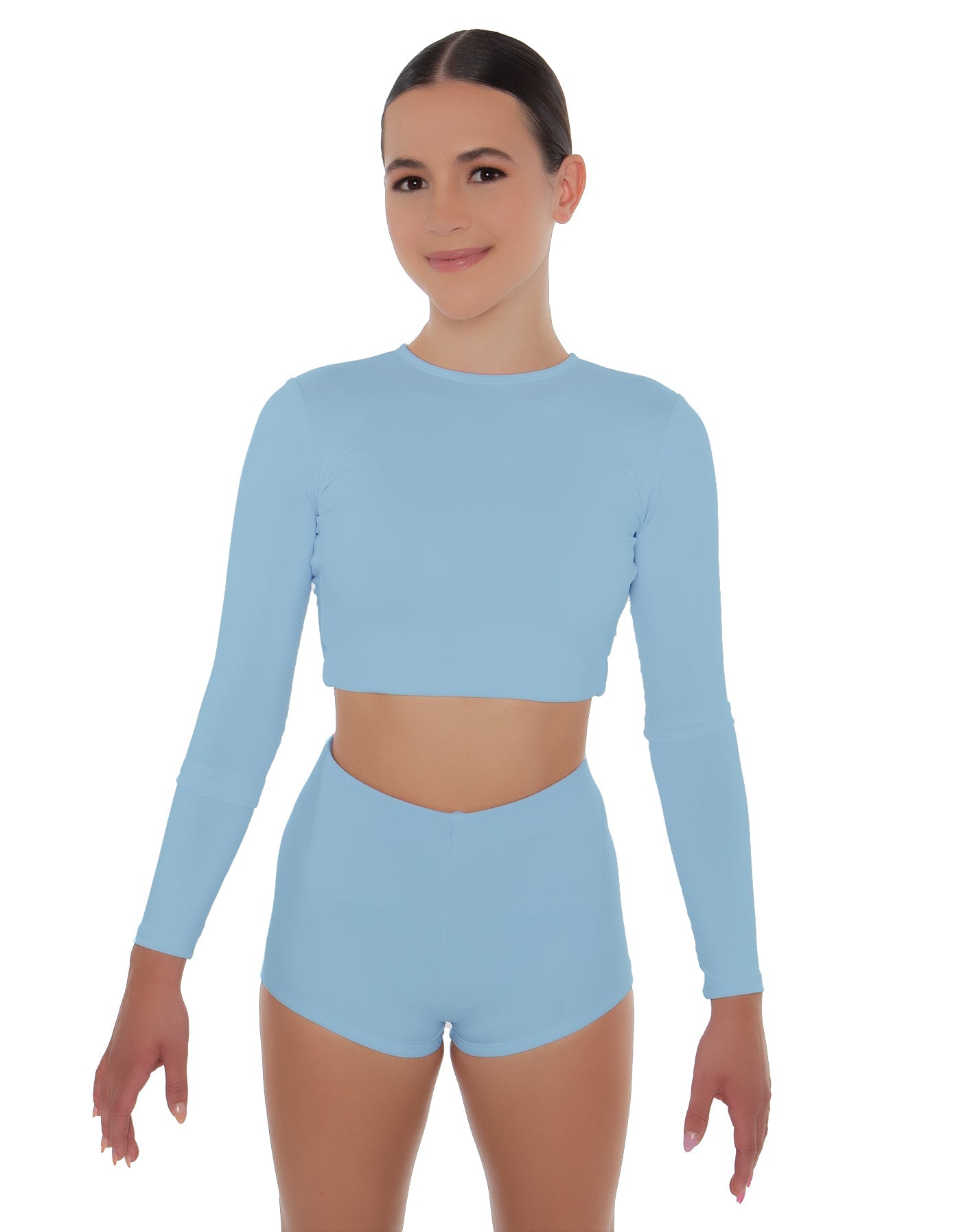 Solid Lycra LS Crop Top Triangle Back