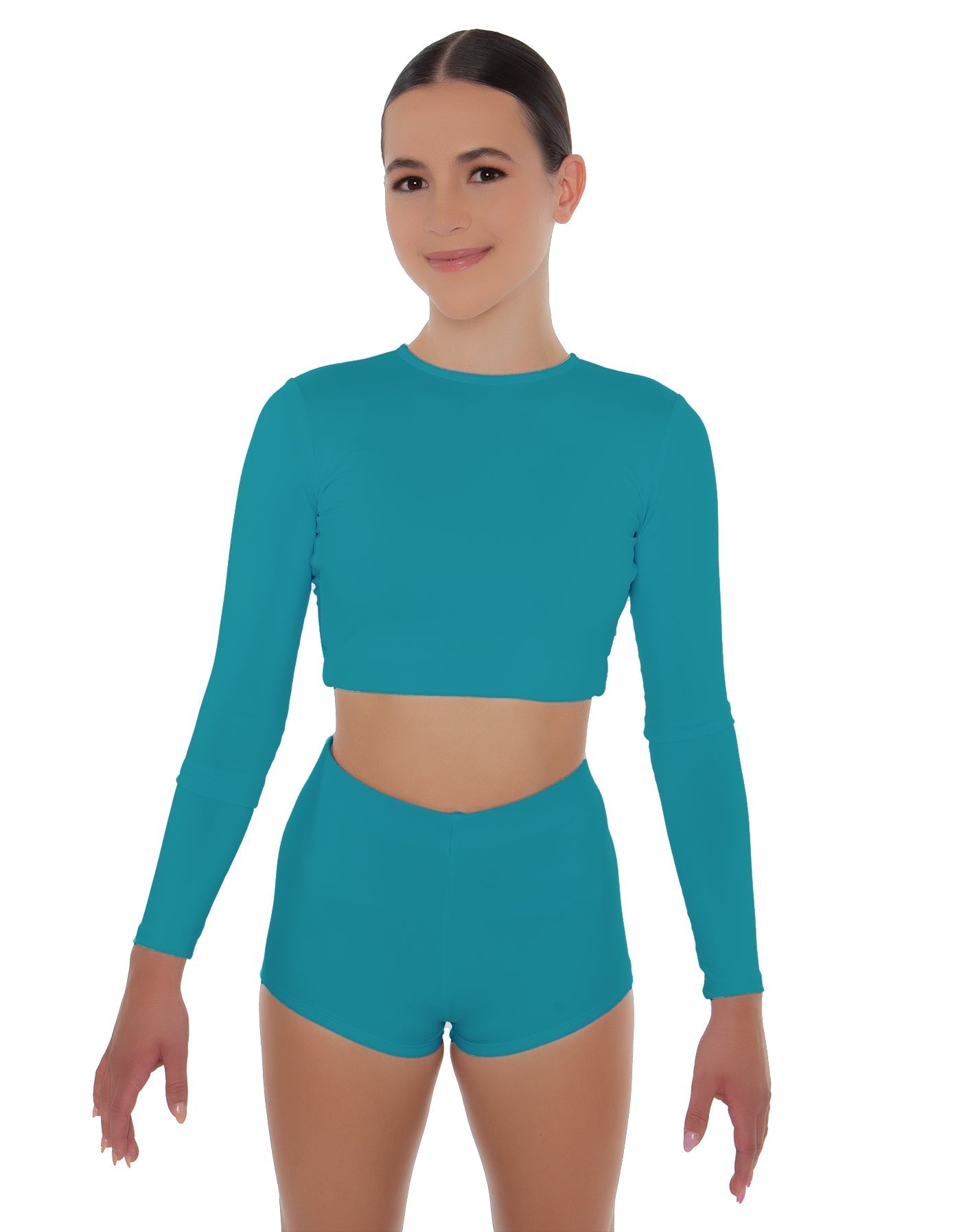 Solid Lycra LS Crop Top Triangle Back