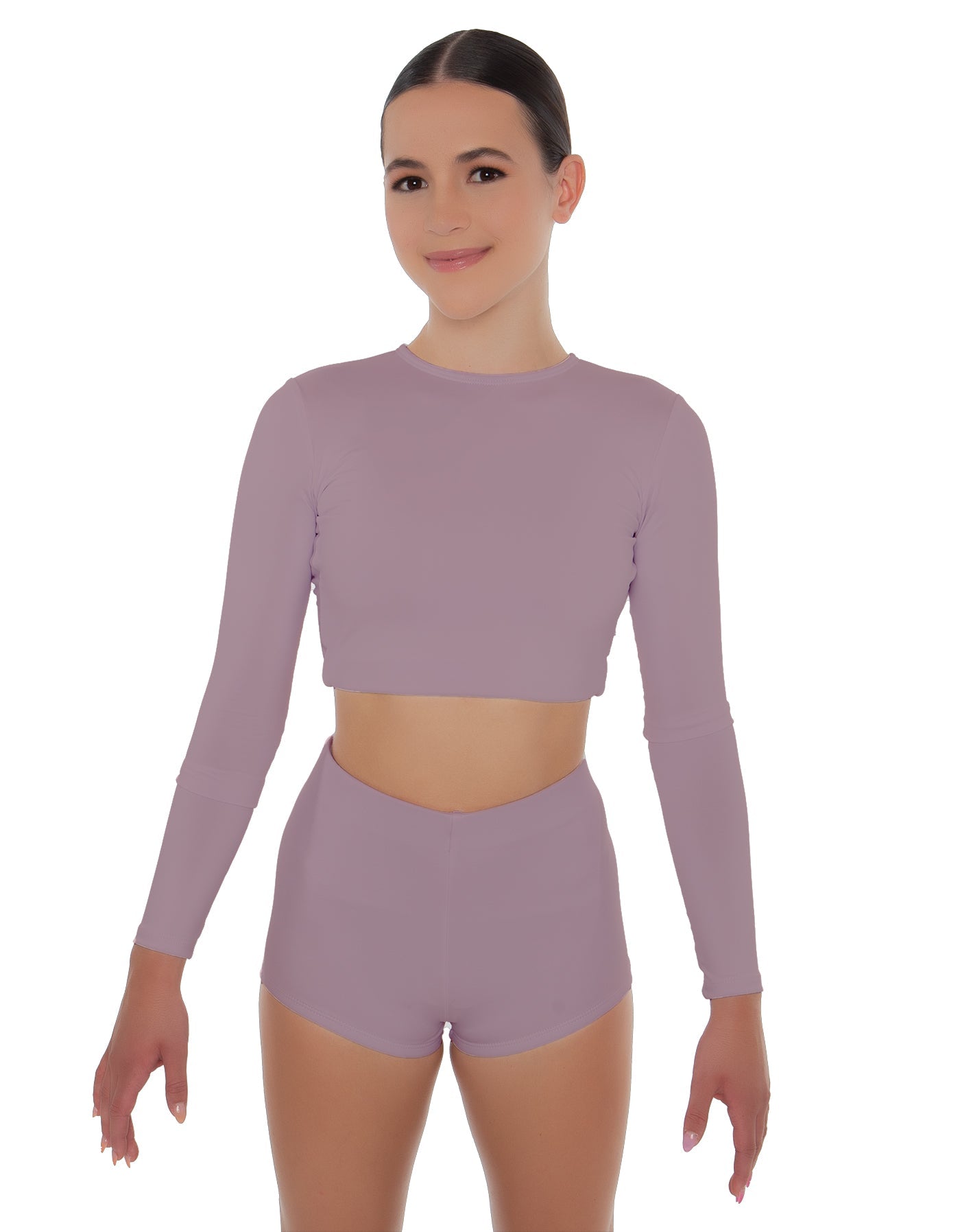 Solid Lycra LS Crop Top Triangle Back