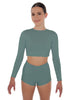 Solid Lycra LS Crop Top Triangle Back