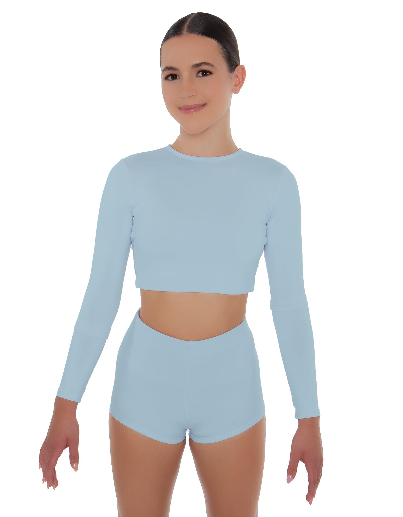 Solid Lycra LS Crop Top Triangle Back