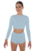 Solid Lycra LS Crop Top Triangle Back