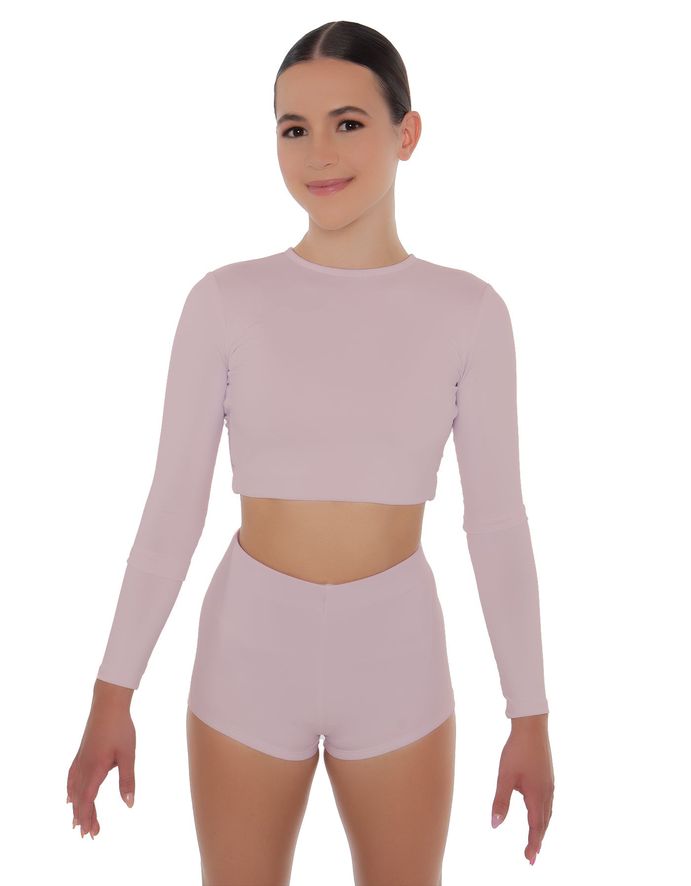Solid Lycra LS Crop Top Triangle Back
