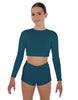 Solid Lycra LS Crop Top Triangle Back