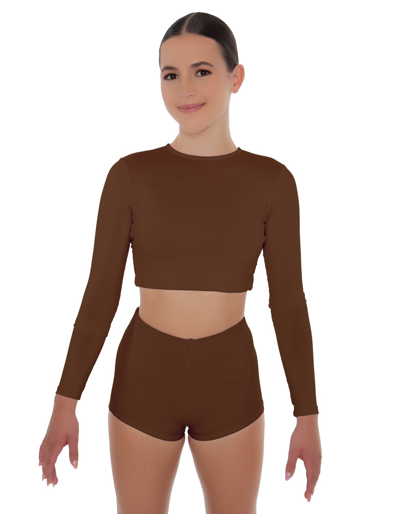 Solid Lycra LS Crop Top Triangle Back