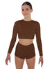 Solid Lycra LS Crop Top Triangle Back