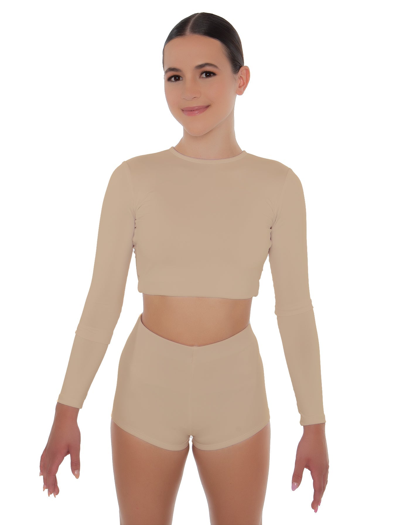 Solid Lycra LS Crop Top Triangle Back