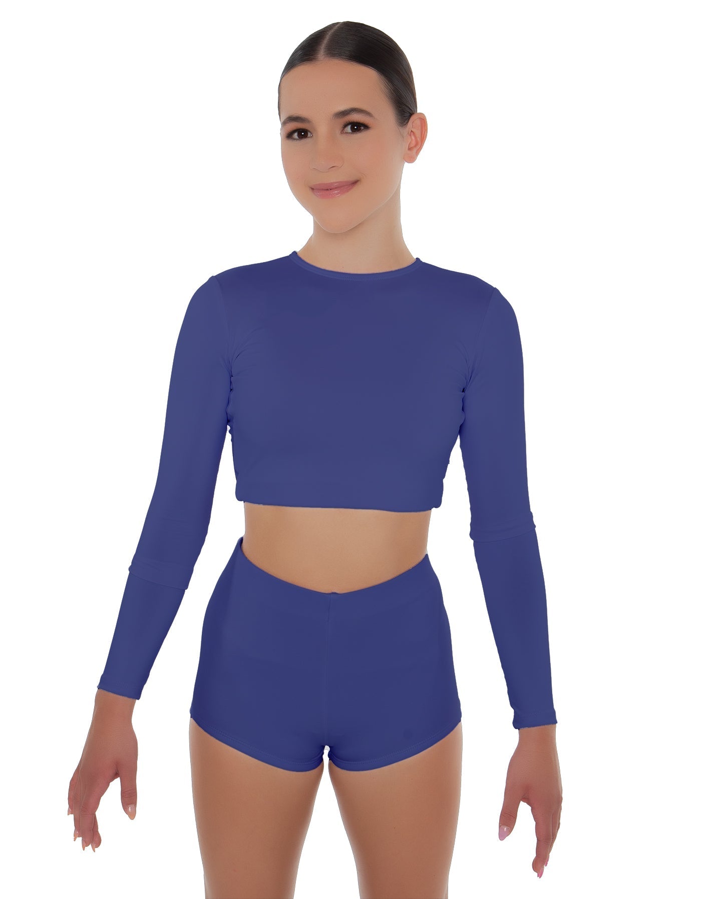 Solid Lycra LS Crop Top Triangle Back
