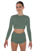 Solid Lycra LS Crop Top Triangle Back