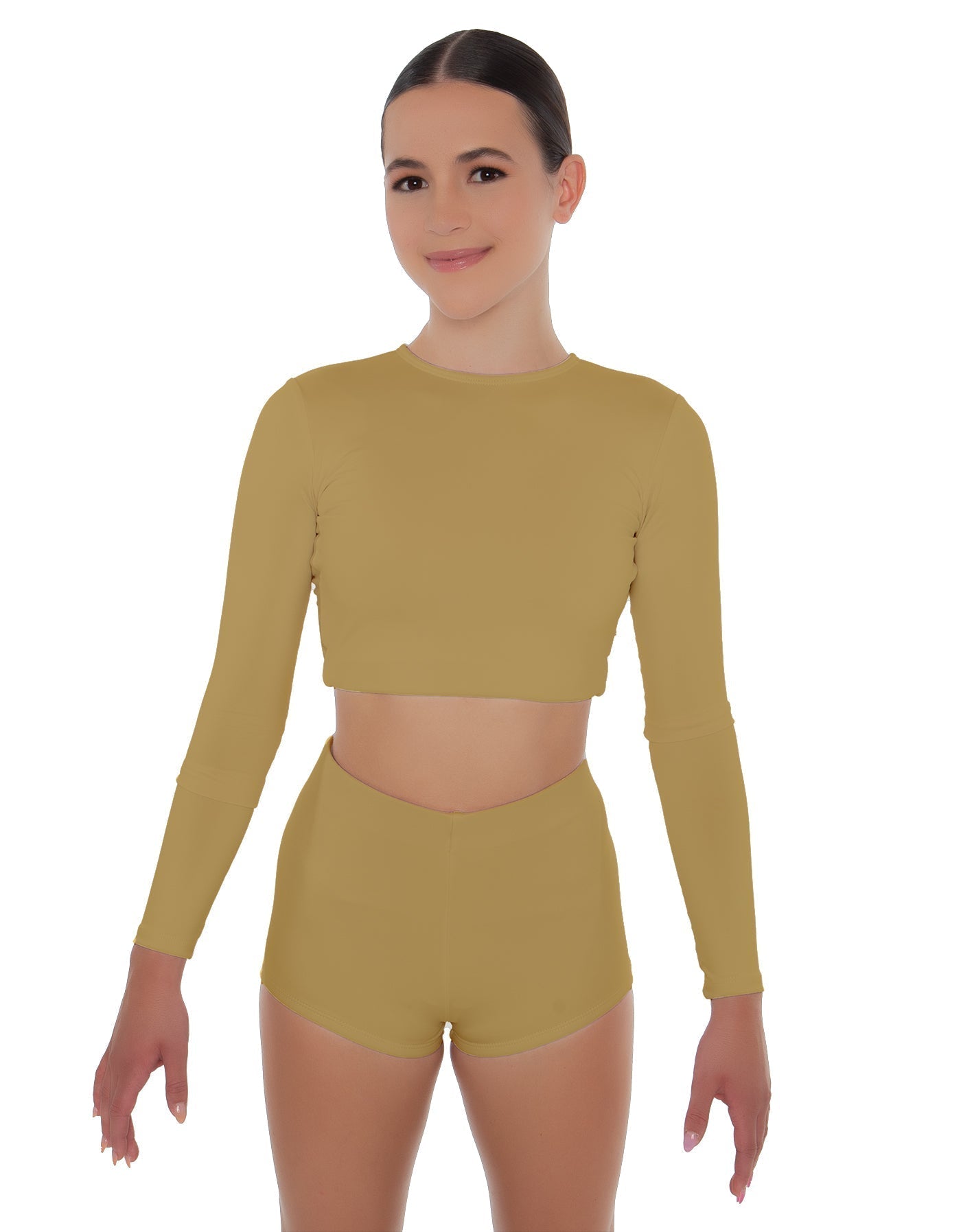 Solid Lycra LS Crop Top Triangle Back