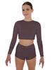 Solid Lycra LS Crop Top Triangle Back