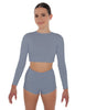 Solid Lycra LS Crop Top Triangle Back