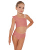 Solid Lycra One Shoulder Crop Top With Gather Sleeve