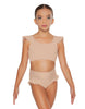 Solid Lycra Sweetheart Crop Top Gather Sleeve