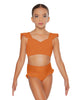 Solid Lycra Sweetheart Crop Top Gather Sleeve