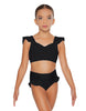 Solid Lycra Sweetheart Crop Top Gather Sleeve