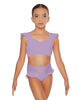 Solid Lycra Sweetheart Crop Top Gather Sleeve
